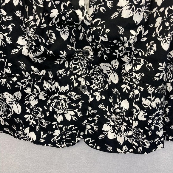 NWT Avenue Lighweight Floral Blazer Jacket Womens 18 Black White Ruched Sleeve - Picture 5 of 14